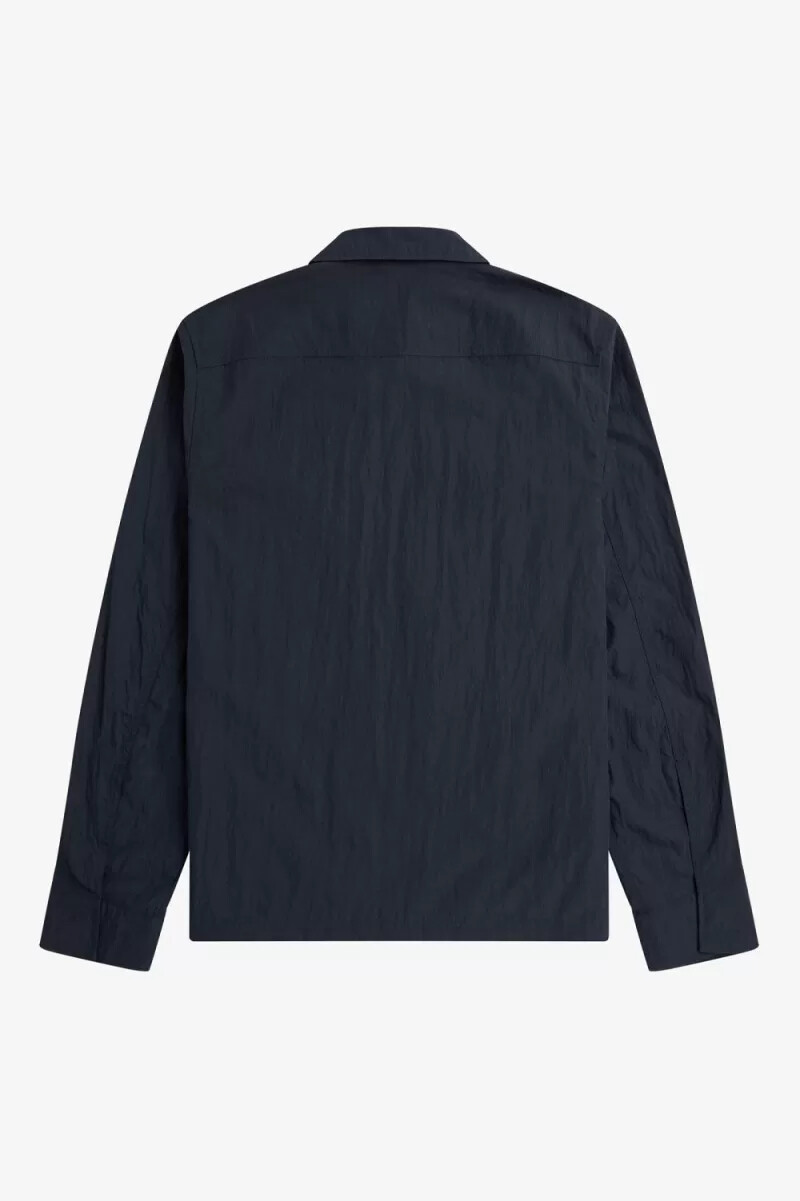 fred perry textured zip-through mens shirt navy