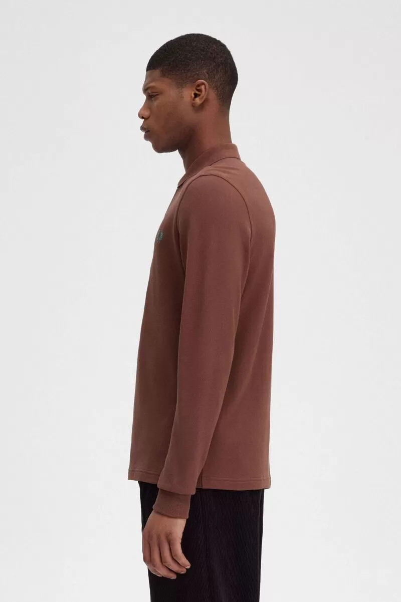 fred perry m6006 mens shirt whisky brown deep mint