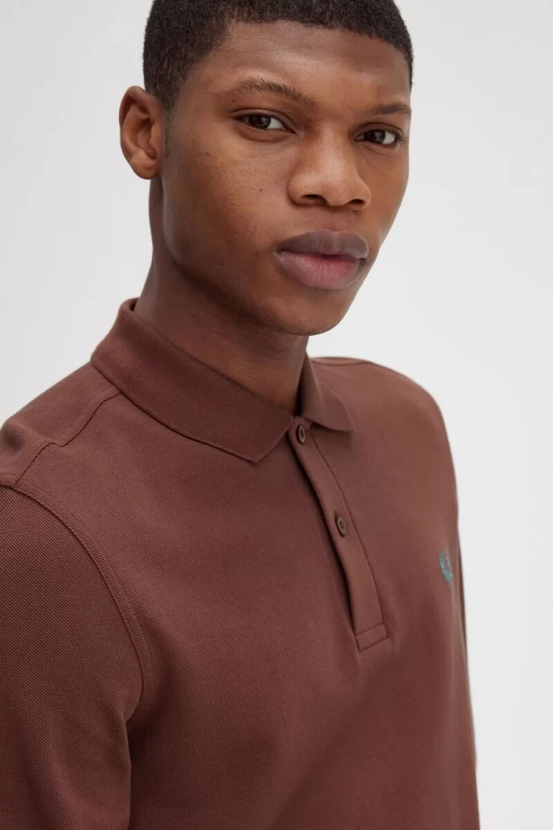 fred perry m6006 mens shirt whisky brown deep mint