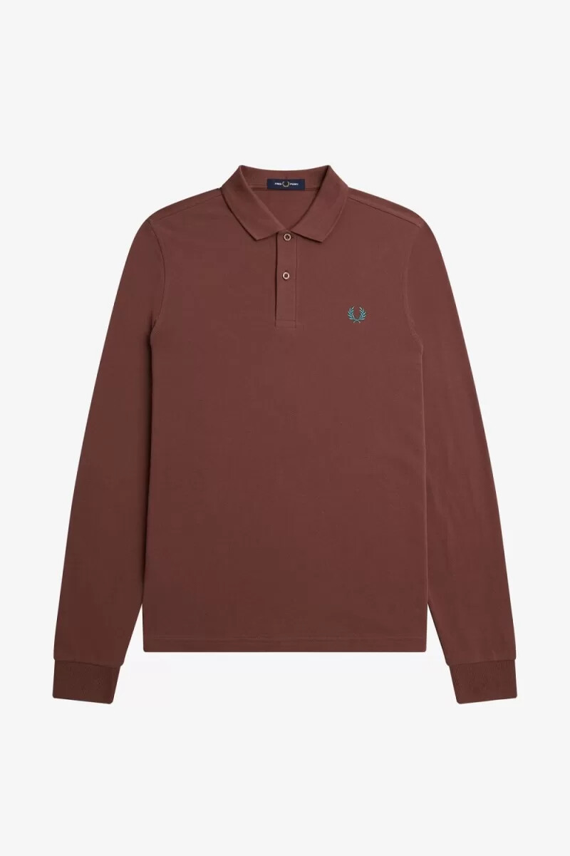 fred perry m6006 mens shirt whisky brown deep mint