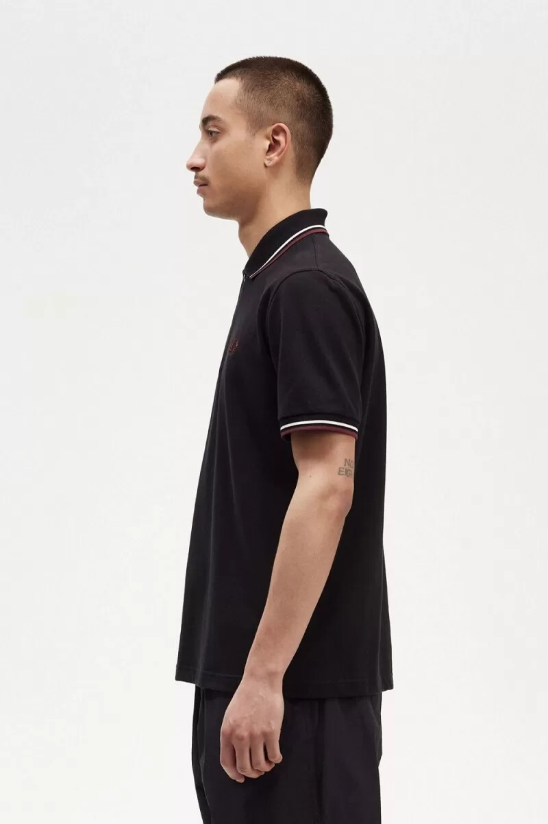 fred perry m12 mens shirt black beige oxblood