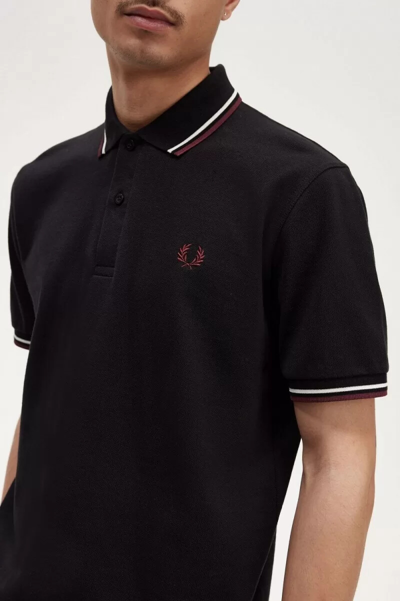 fred perry m12 mens shirt black beige oxblood