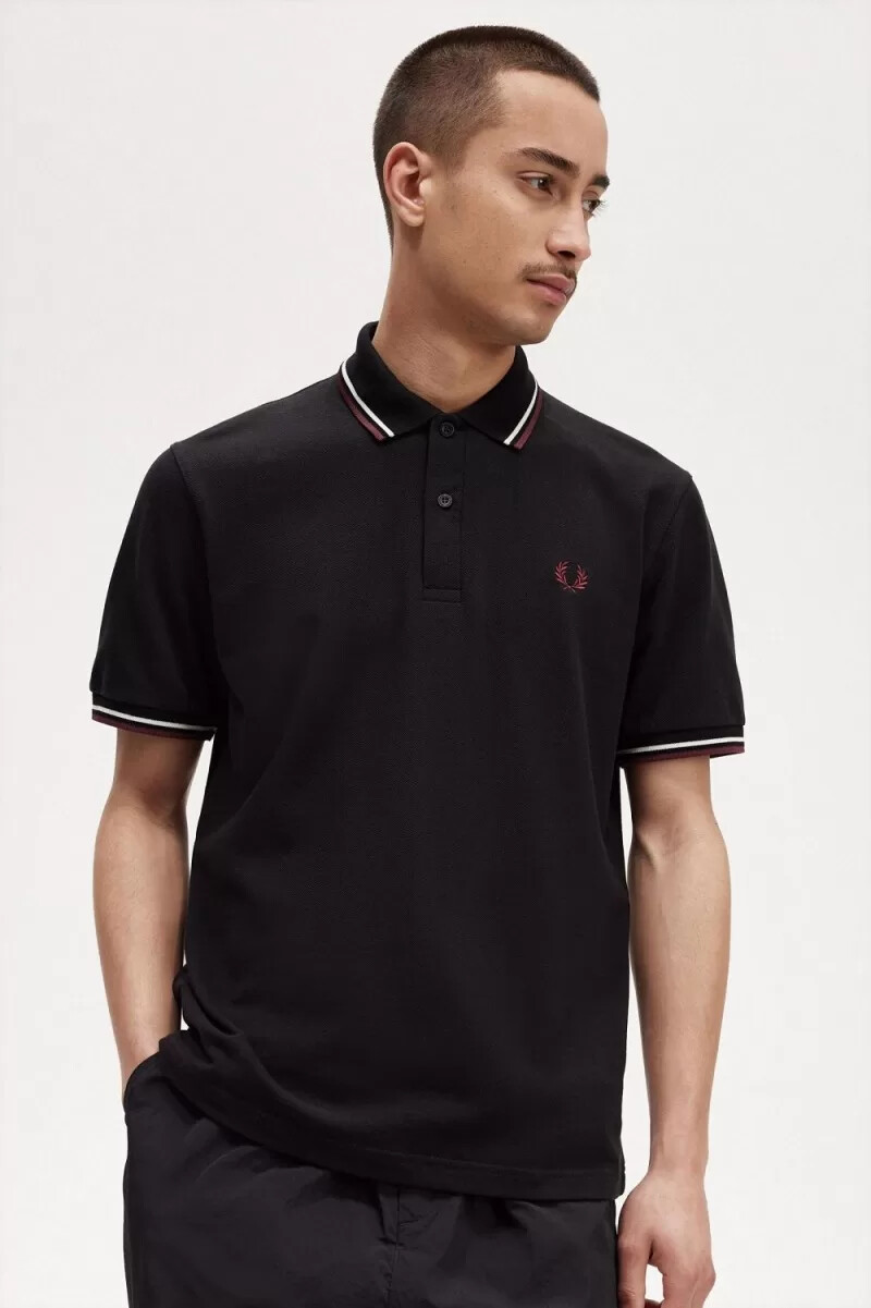 fred perry m12 mens shirt black beige oxblood