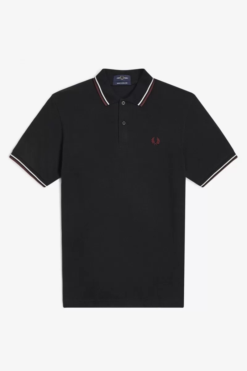 fred perry m12 mens shirt black beige oxblood