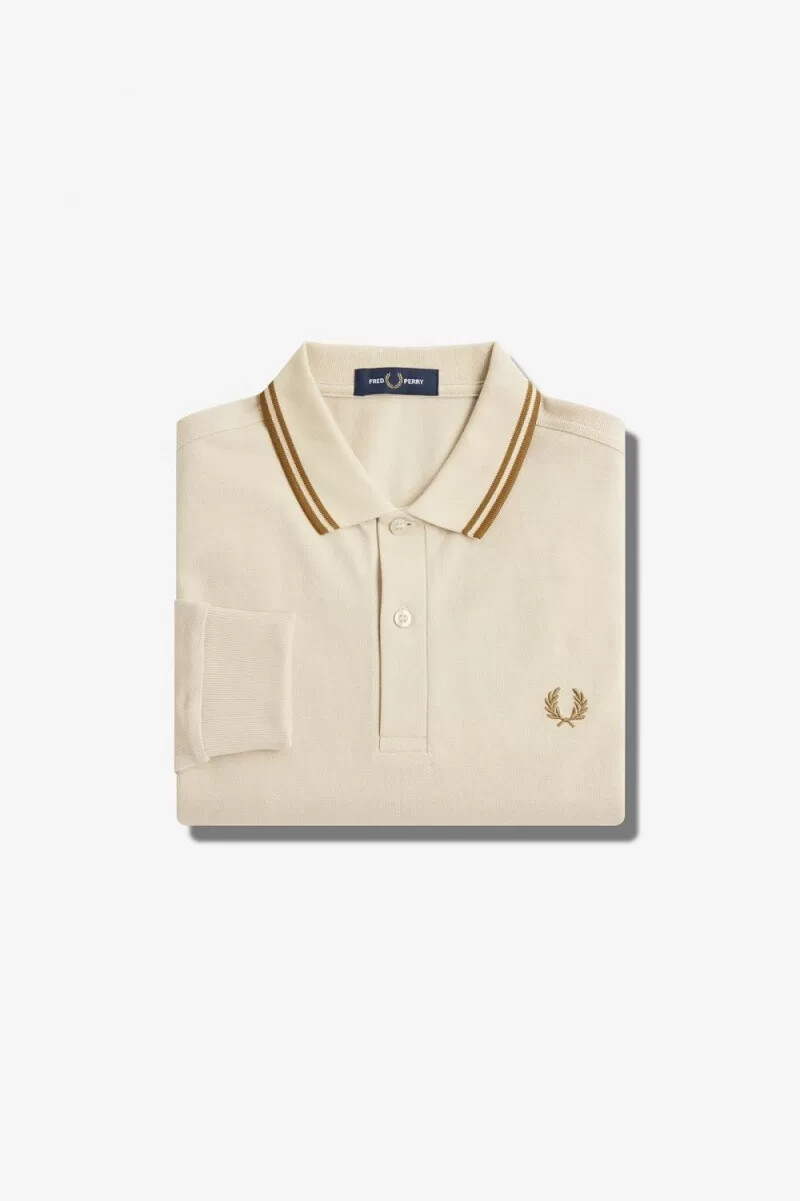 fred perry m3636 mens shirt oatmeal dark coffee dark coffee