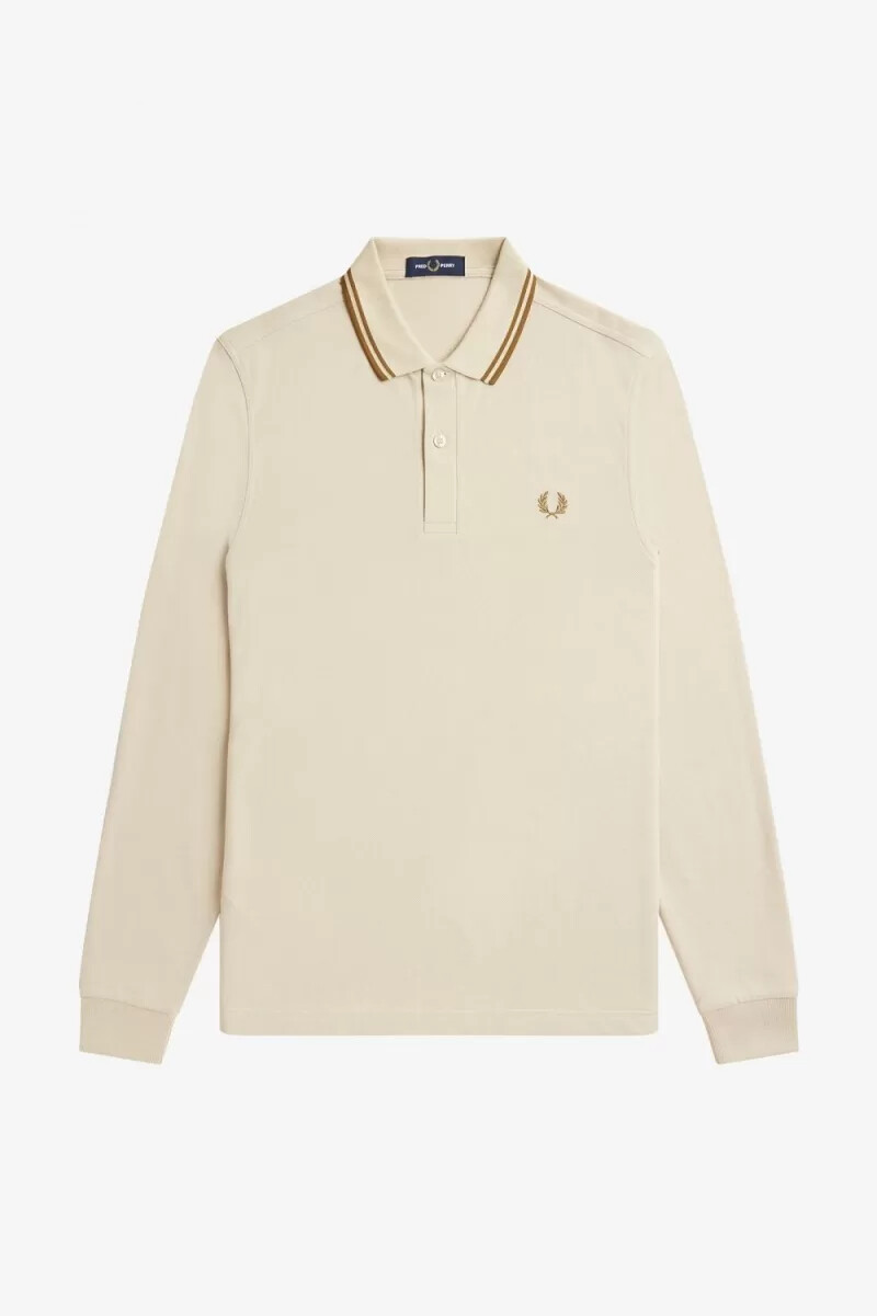 fred perry m3636 mens shirt oatmeal dark coffee dark coffee