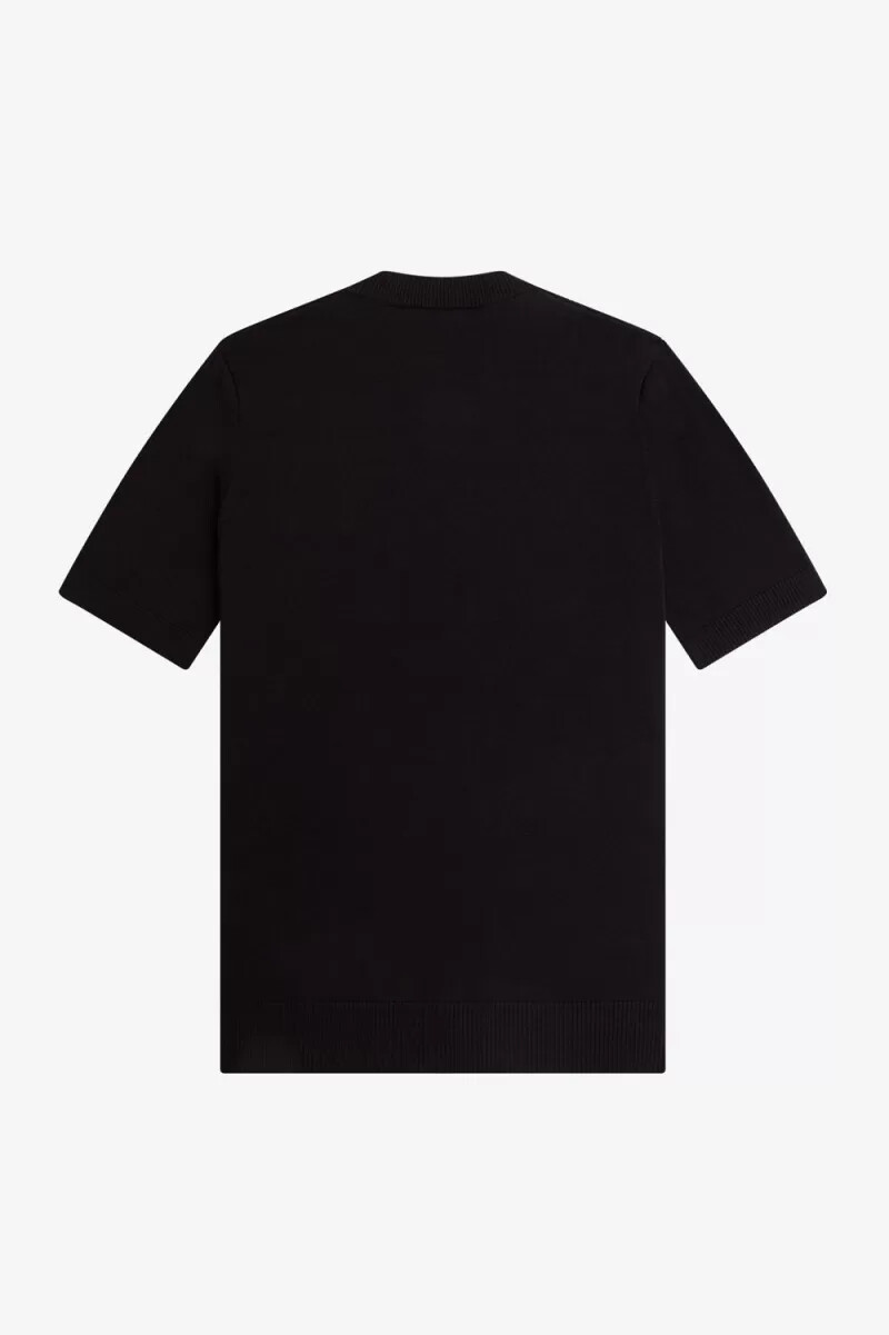fred perry waffle stitch henley mens shirt black