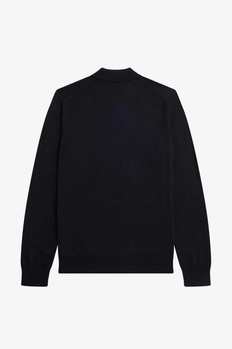fred perry long sleeve knitted mens shirt navy