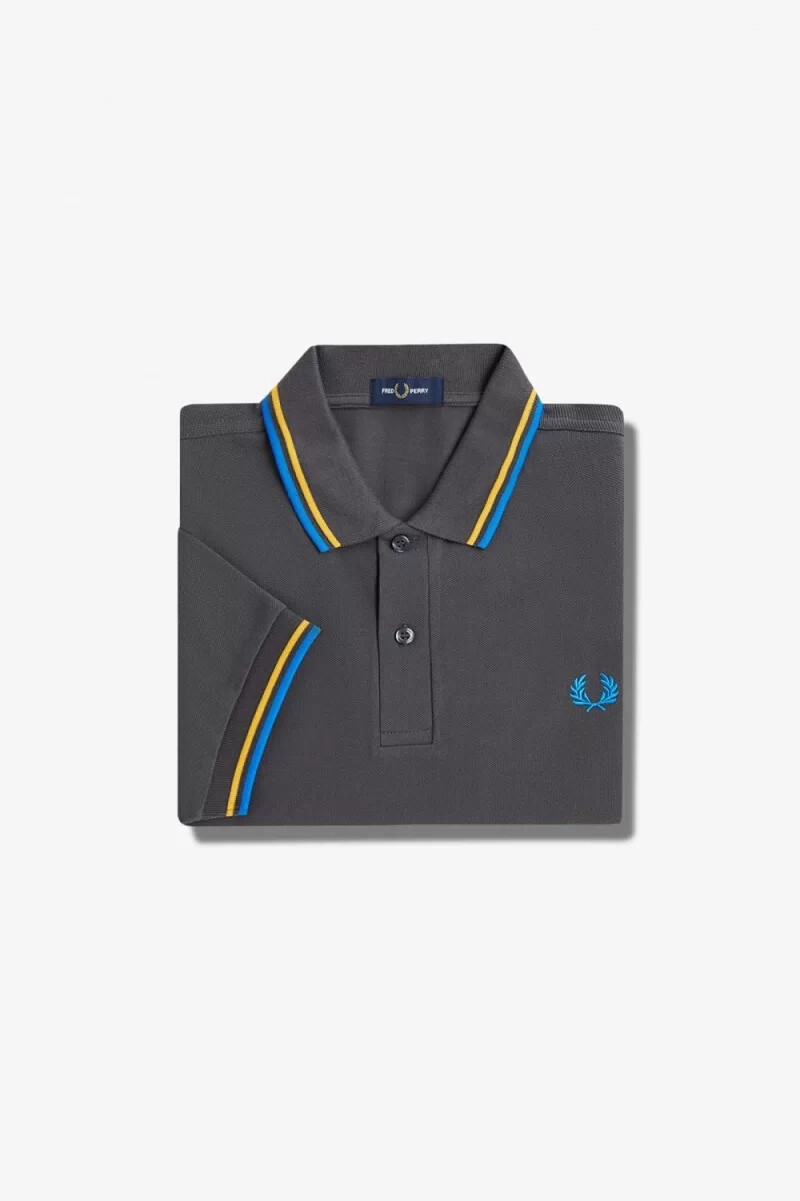 fred perry m3600 mens shirt gunmetal golden hour kingfisher