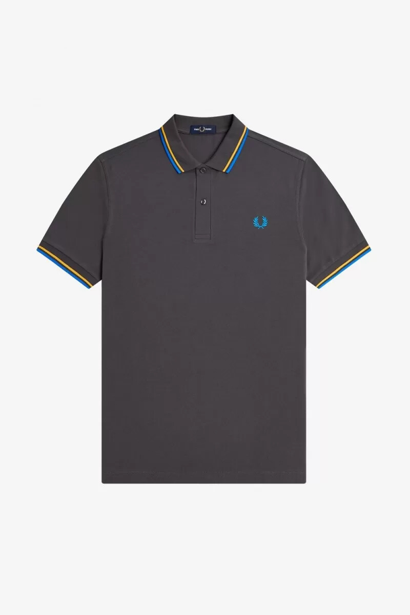 fred perry m3600 mens shirt gunmetal golden hour kingfisher
