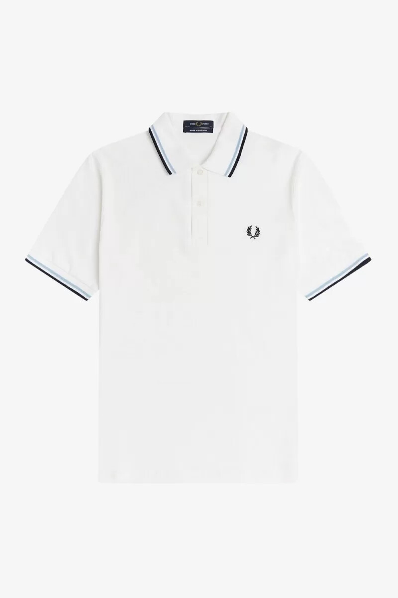 fred perry m12 mens shirt white aqua navy
