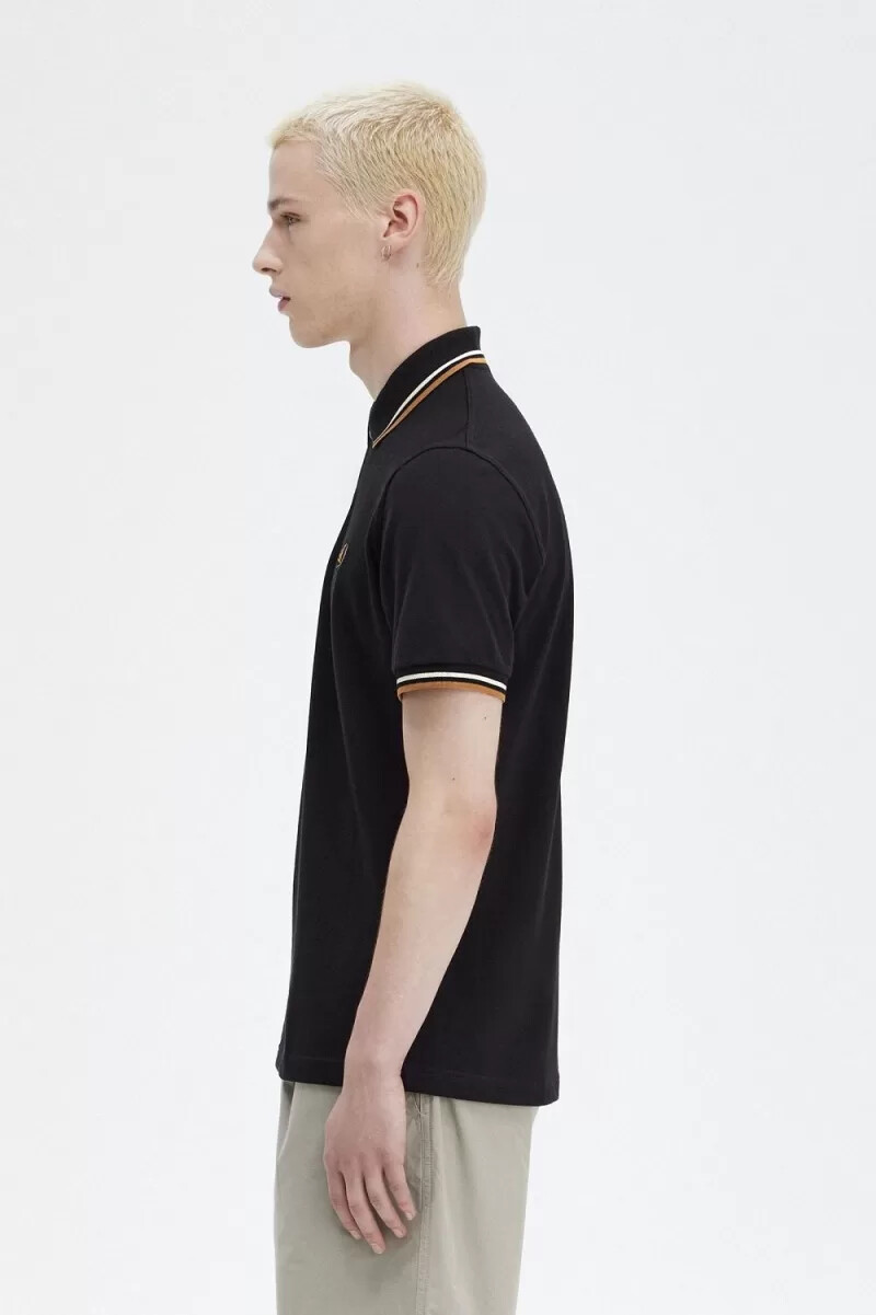 fred perry m12 mens shirt black oatmeal dark coffee