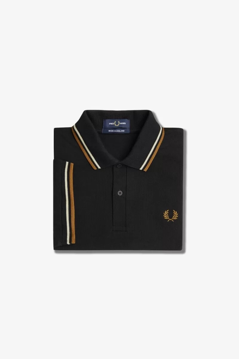 fred perry m12 mens shirt black oatmeal dark coffee