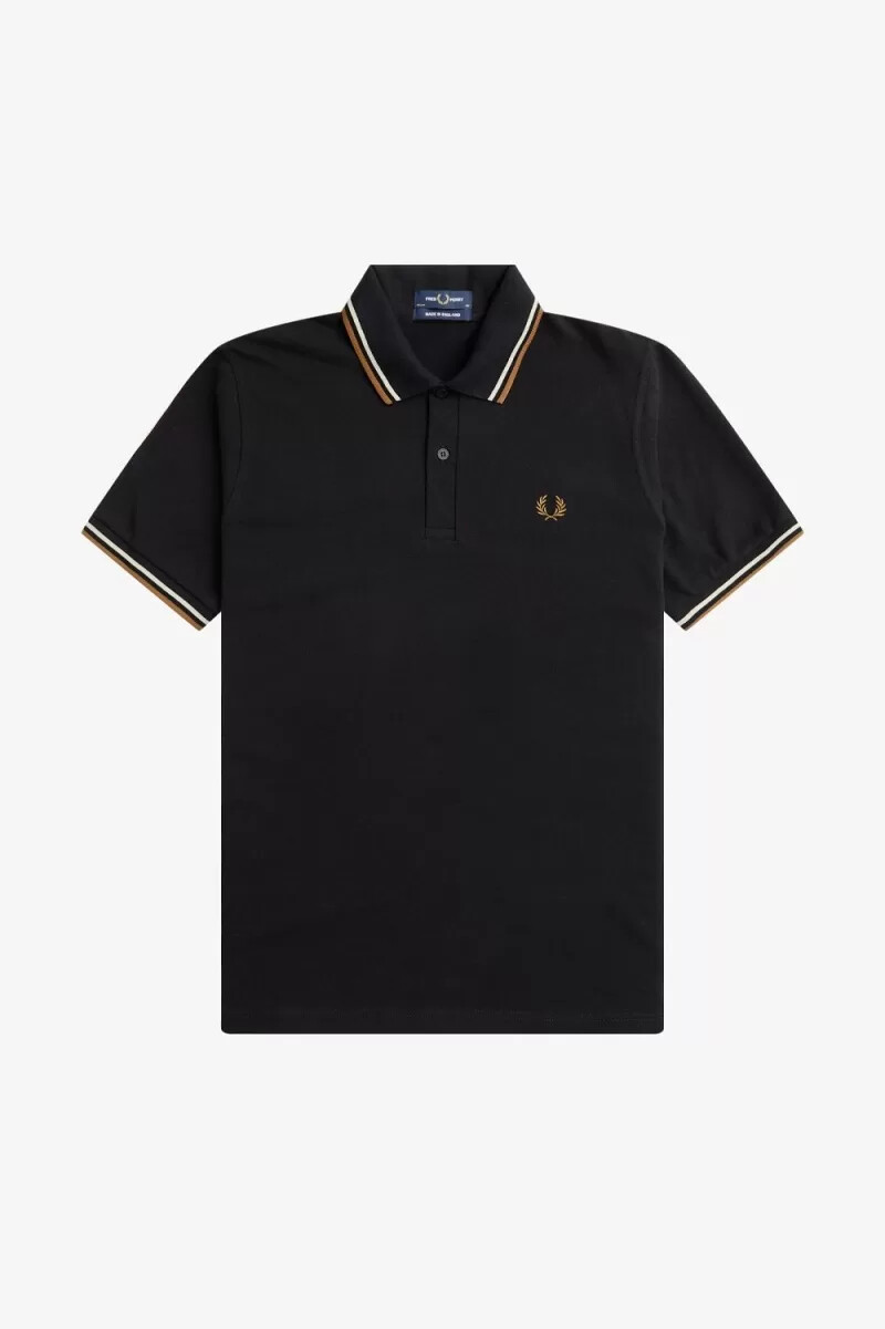 fred perry m12 mens shirt black oatmeal dark coffee