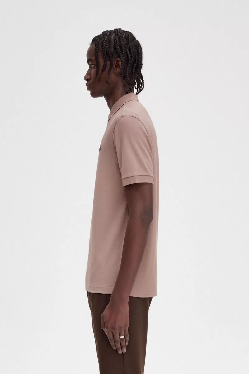 fred perry m6000 mens shirt dark pink burnt tobacco