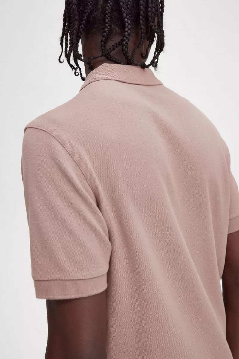 fred perry m6000 mens shirt dark pink burnt tobacco