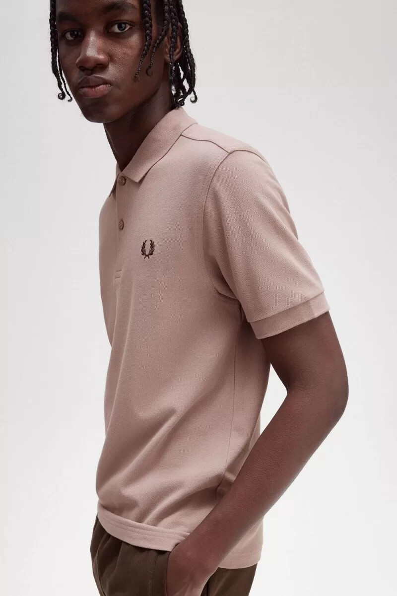 fred perry m6000 mens shirt dark pink burnt tobacco