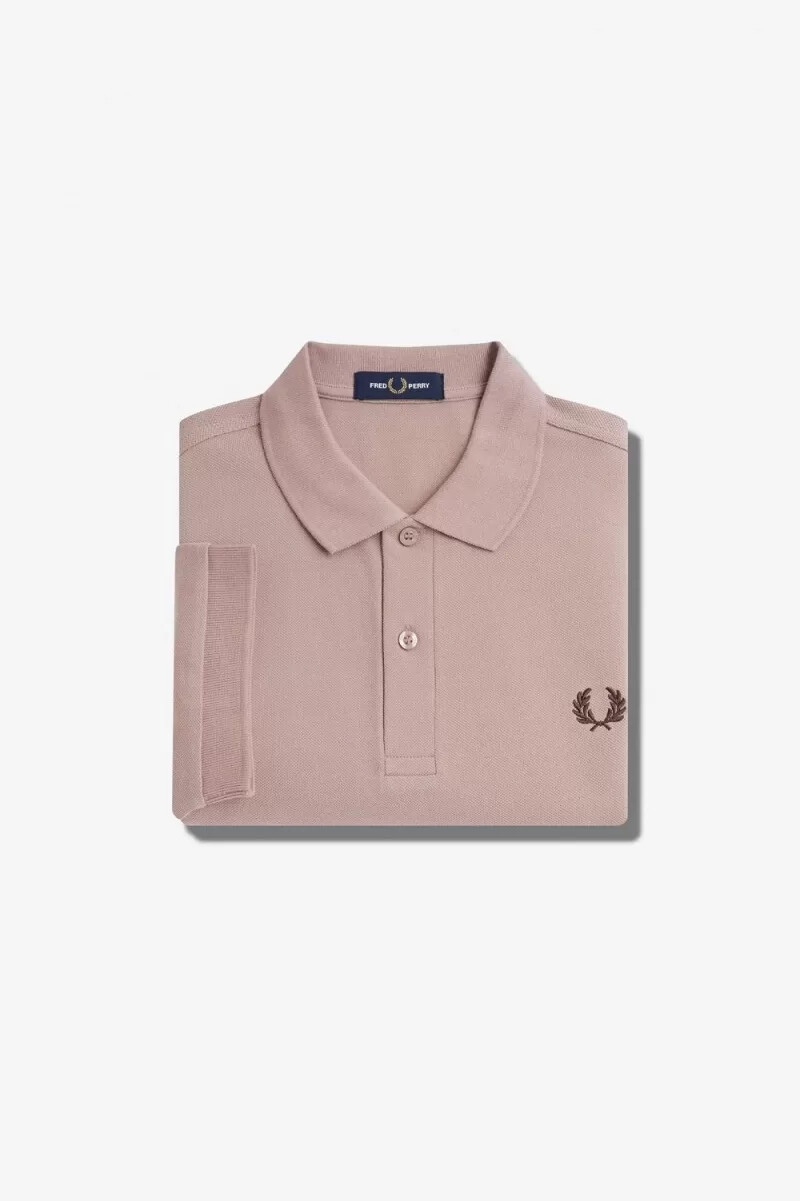 fred perry m6000 mens shirt dark pink burnt tobacco