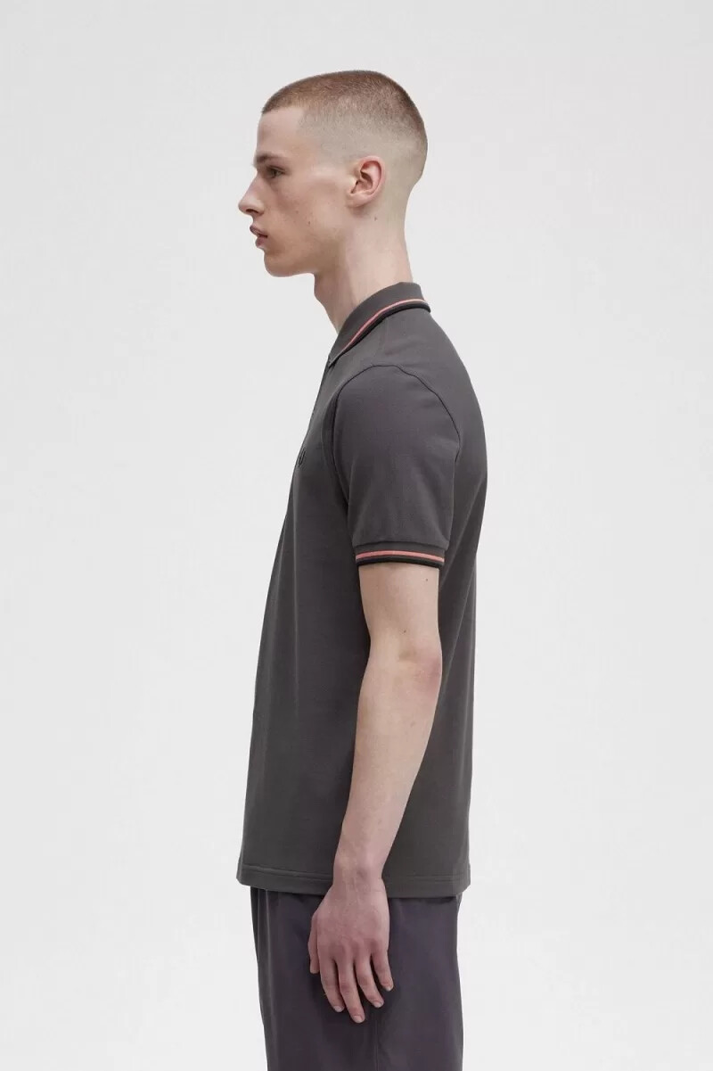 fred perry m3600 mens shirt gunmetal coral heat black