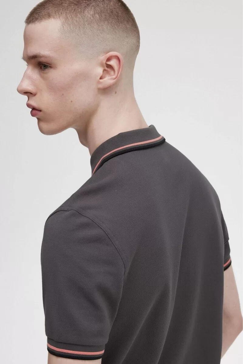fred perry m3600 mens shirt gunmetal coral heat black