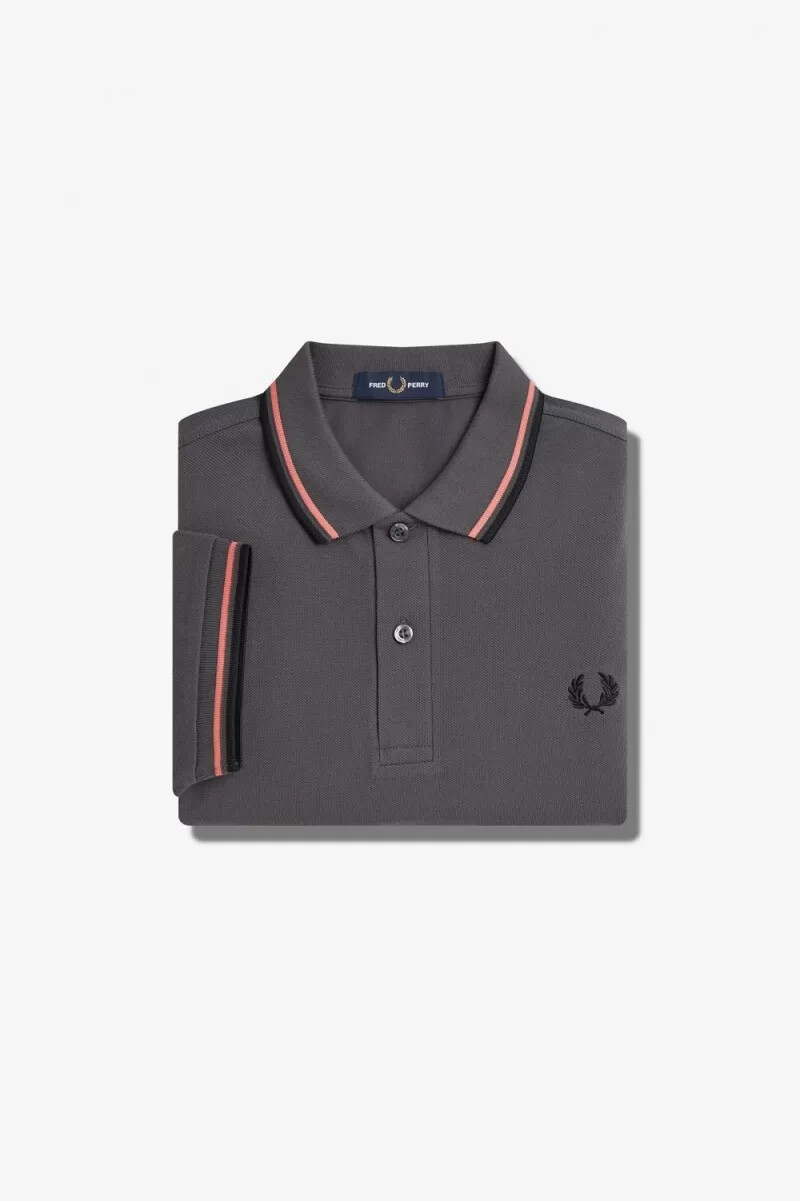 fred perry m3600 mens shirt gunmetal coral heat black
