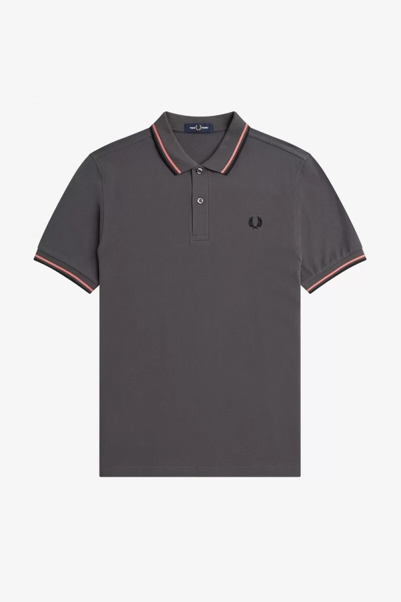 fred perry m3600 mens shirt gunmetal coral heat black