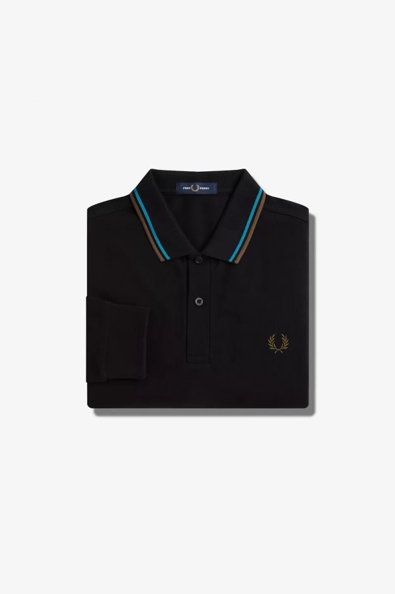 fred perry m3636 mens shirt black cyber blue uniform green