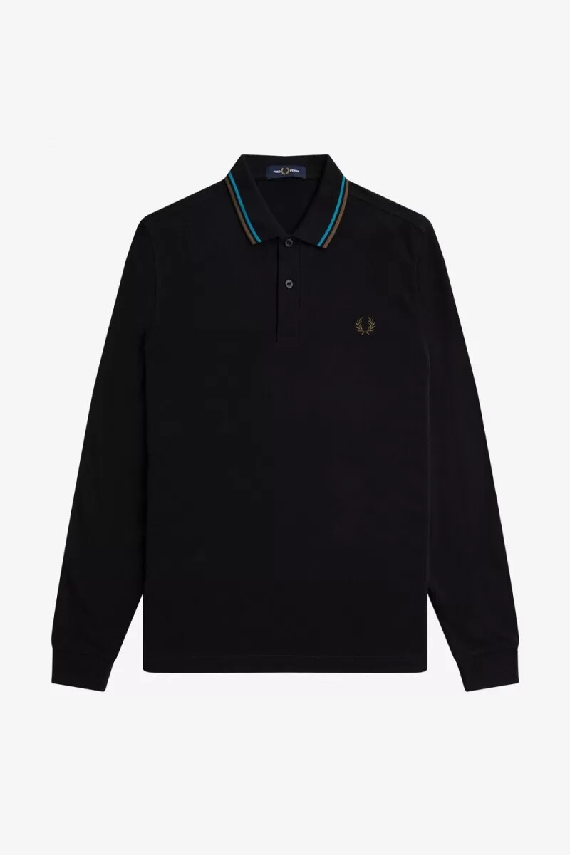 fred perry m3636 mens shirt black cyber blue uniform green