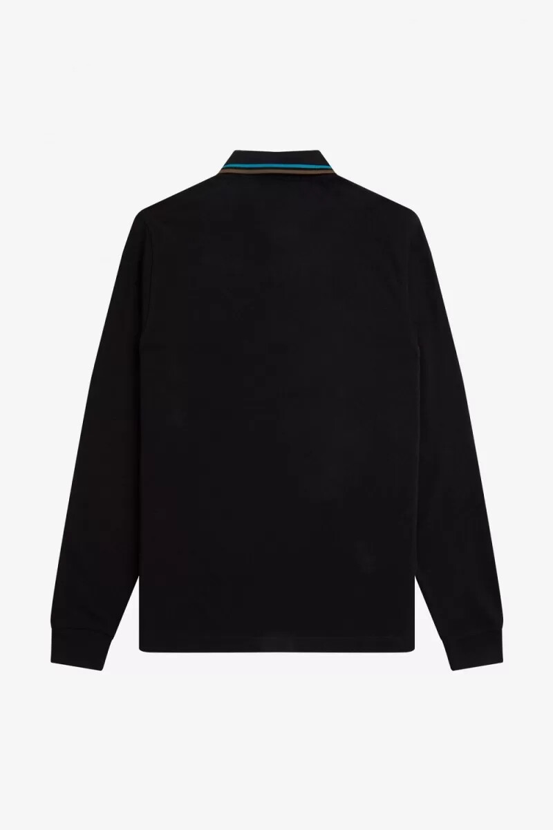fred perry m3636 mens shirt black cyber blue uniform green