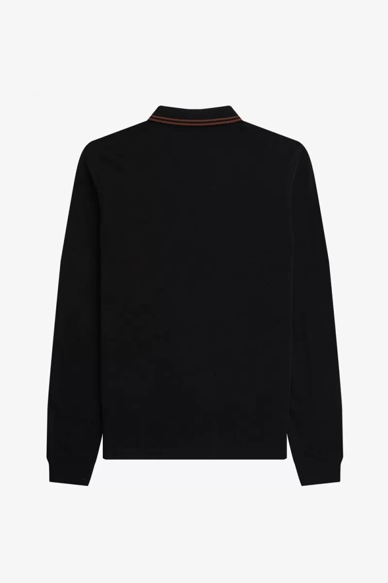fred perry m3636 mens shirt black whisky brown