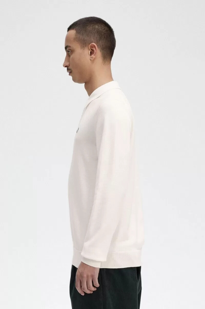 fred perry long sleeve knitted mens shirt beige