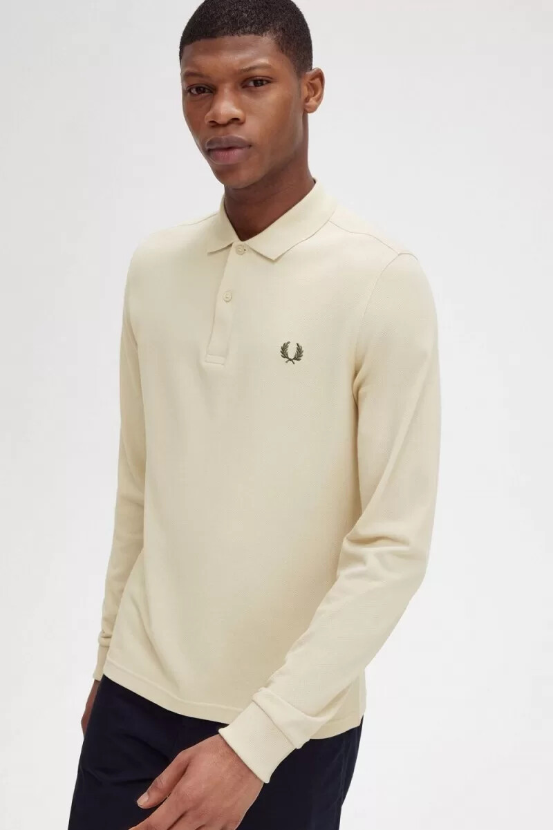 fred perry m6006 mens shirt oatmeal field green