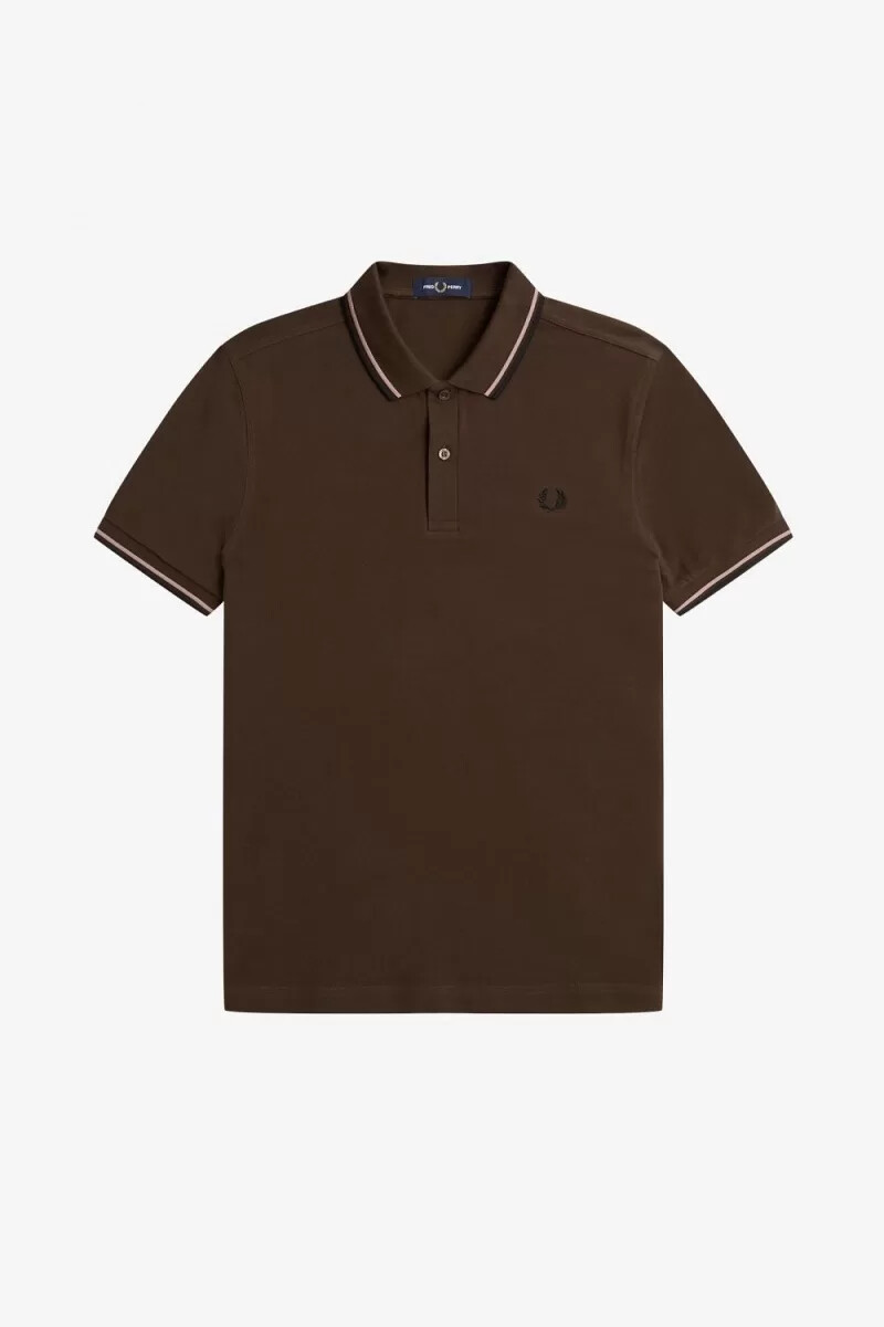 fred perry m3600 mens shirt burnt tobacco dark pink black