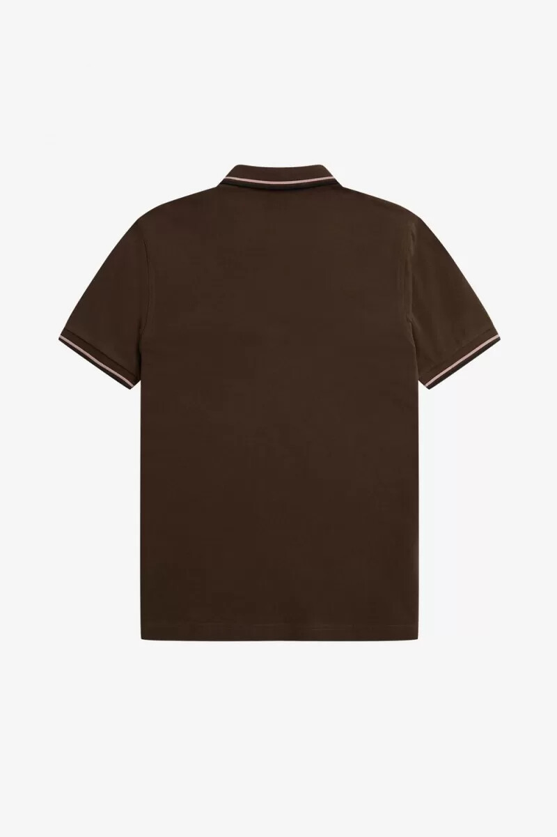 fred perry m3600 mens shirt burnt tobacco dark pink black