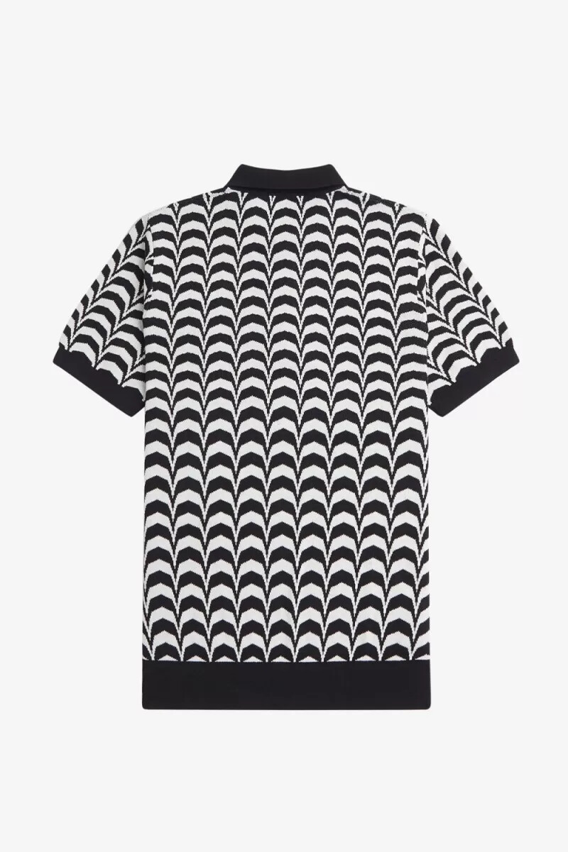 fred perry jacquard knitted mens shirt black