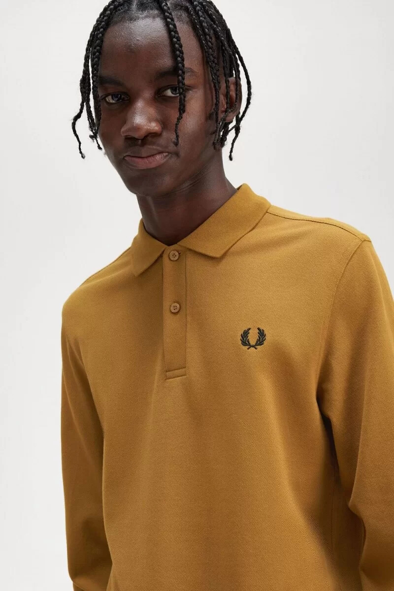 fred perry m6006 mens shirt dark coffee black