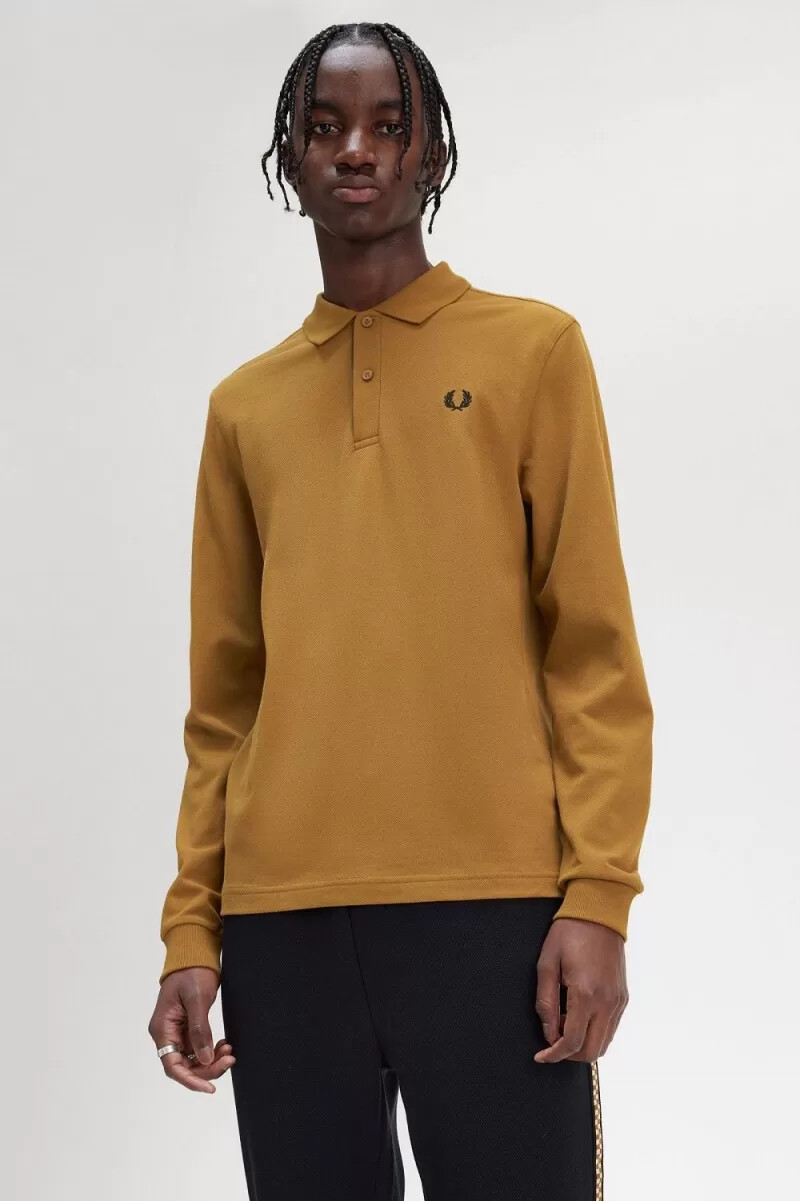 fred perry m6006 mens shirt dark coffee black