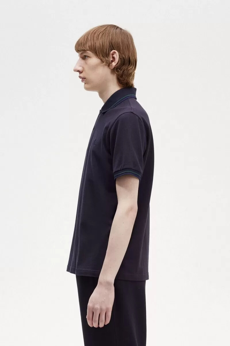 fred perry m12 mens shirt navy petrol blue french navy