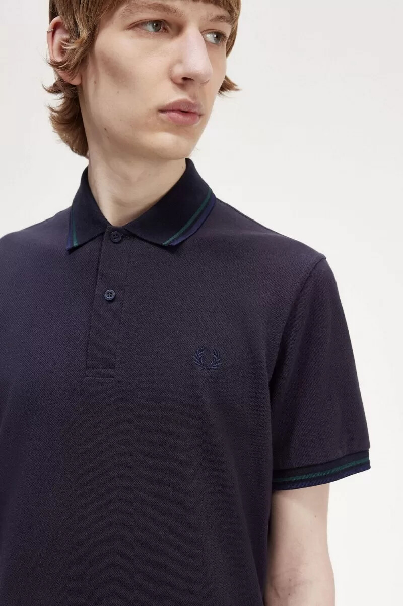 fred perry m12 mens shirt navy petrol blue french navy