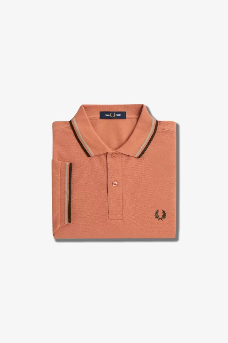 fred perry m3600 mens shirt light rust warm grey night green