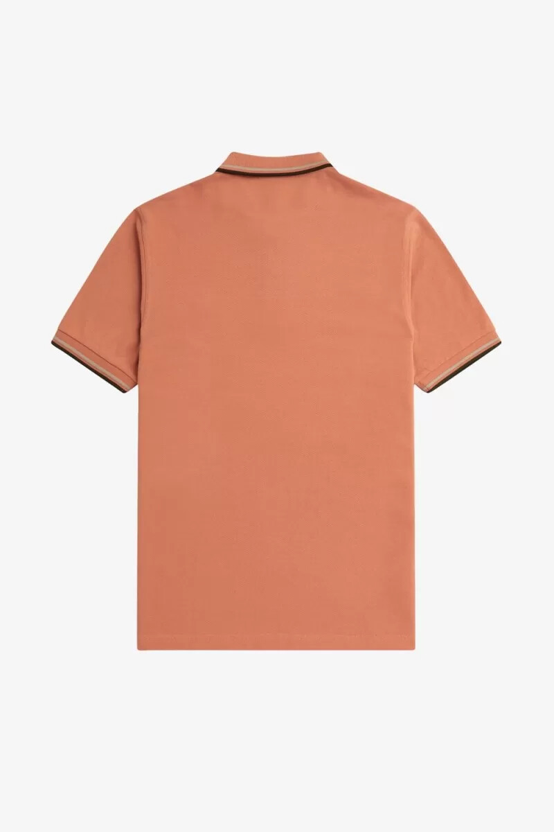 fred perry m3600 mens shirt light rust warm grey night green