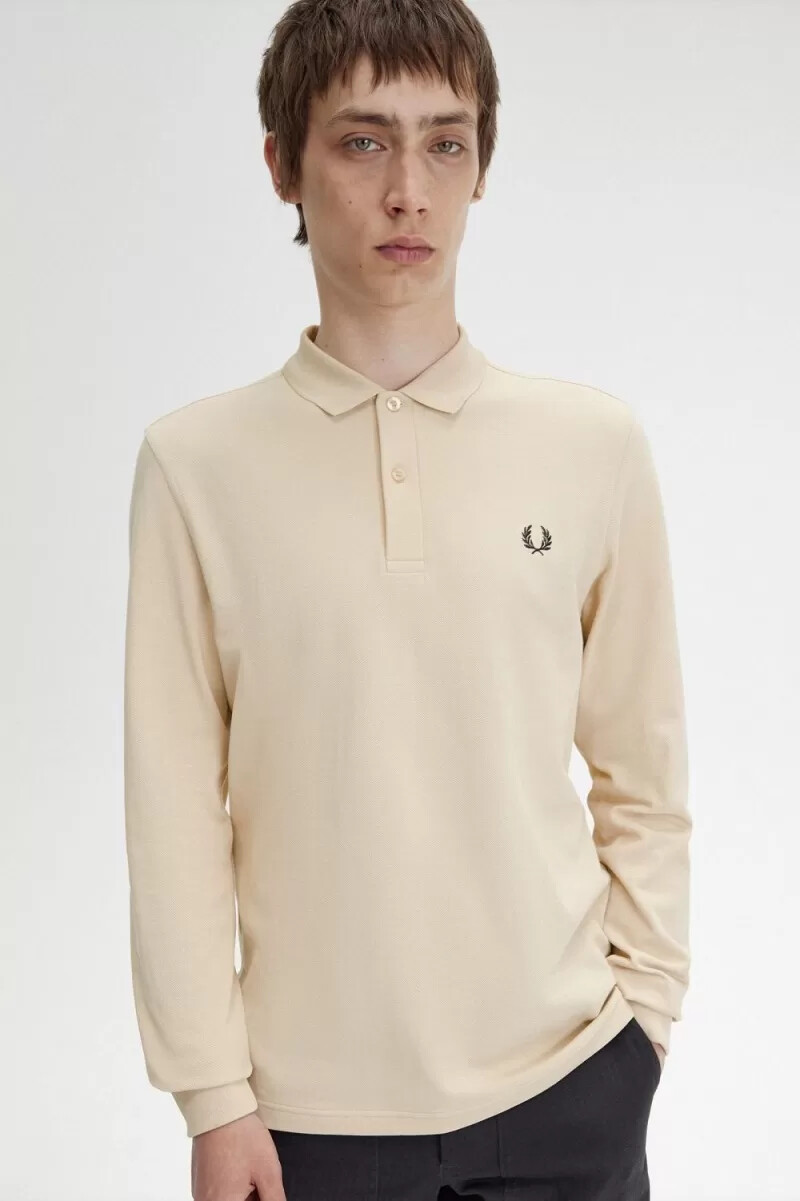 fred perry m6006 mens shirt oatmeal black