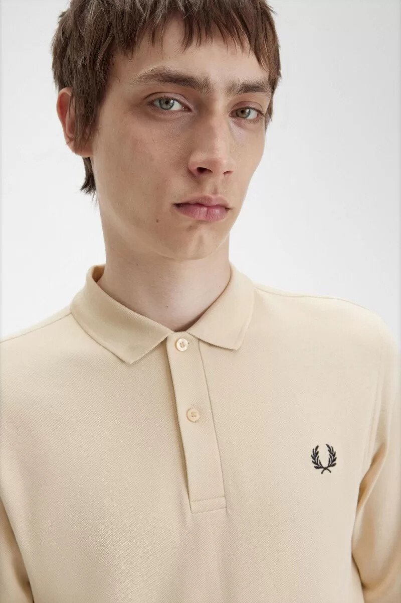 fred perry m6006 mens shirt oatmeal black