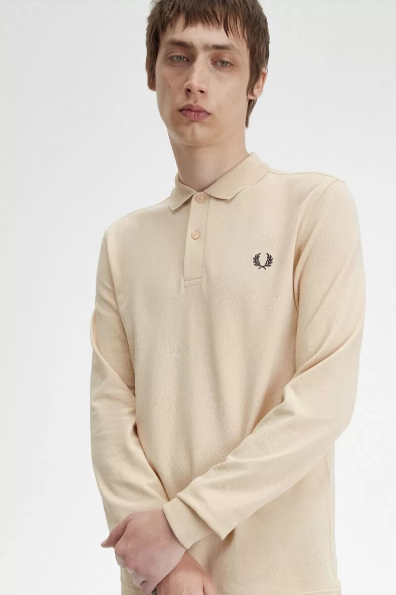 fred perry m6006 mens shirt oatmeal black