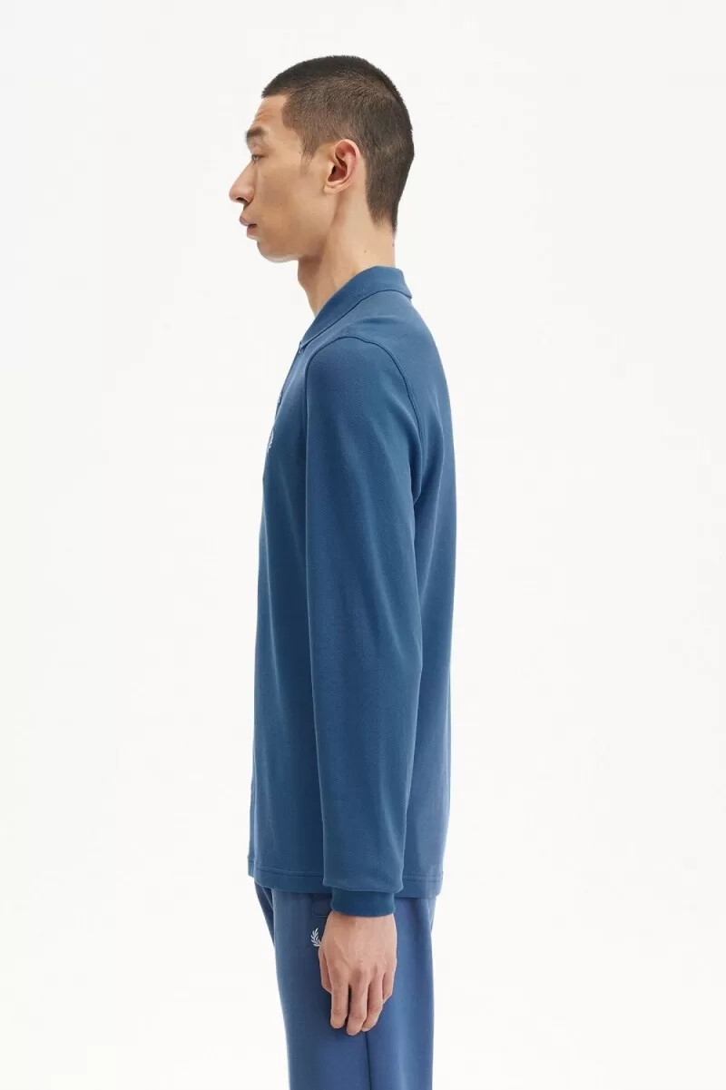 fred perry m6006 mens shirt midnight blue light aqua