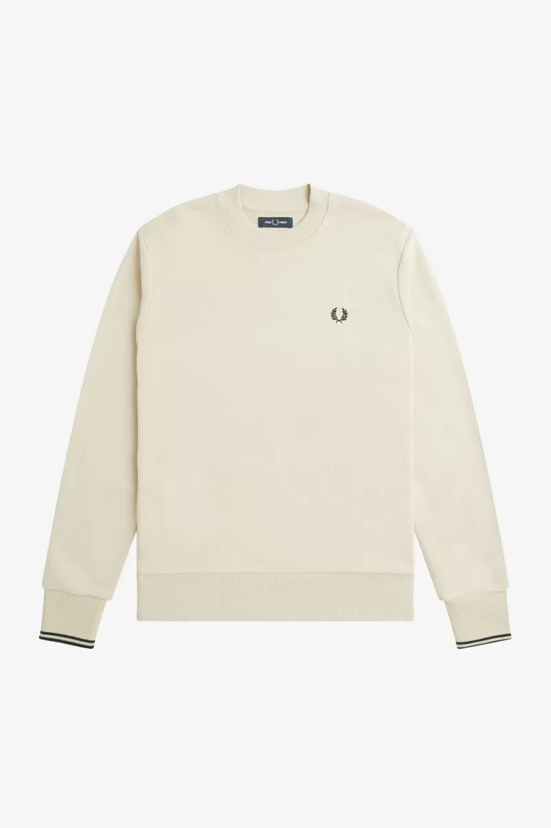 fred perry crew neck mens sweatshirts oatmeal black