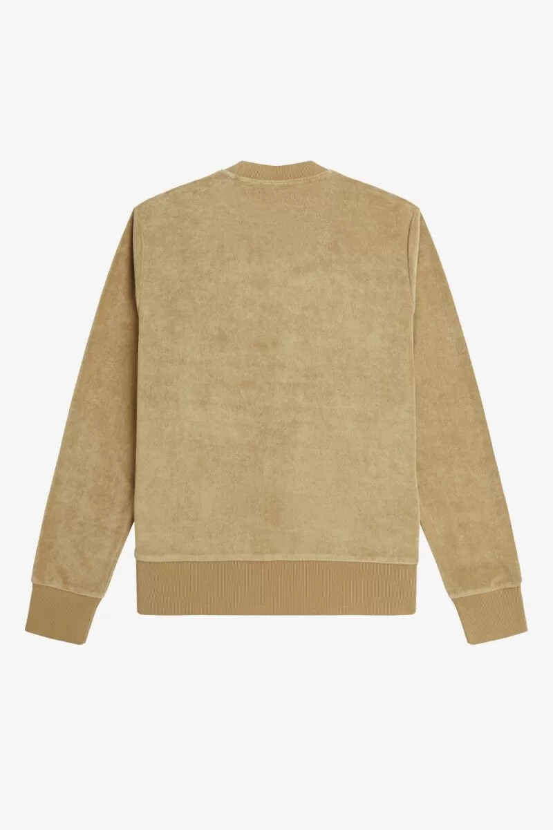 fred perry towelling crew neck mens sweatshirts green