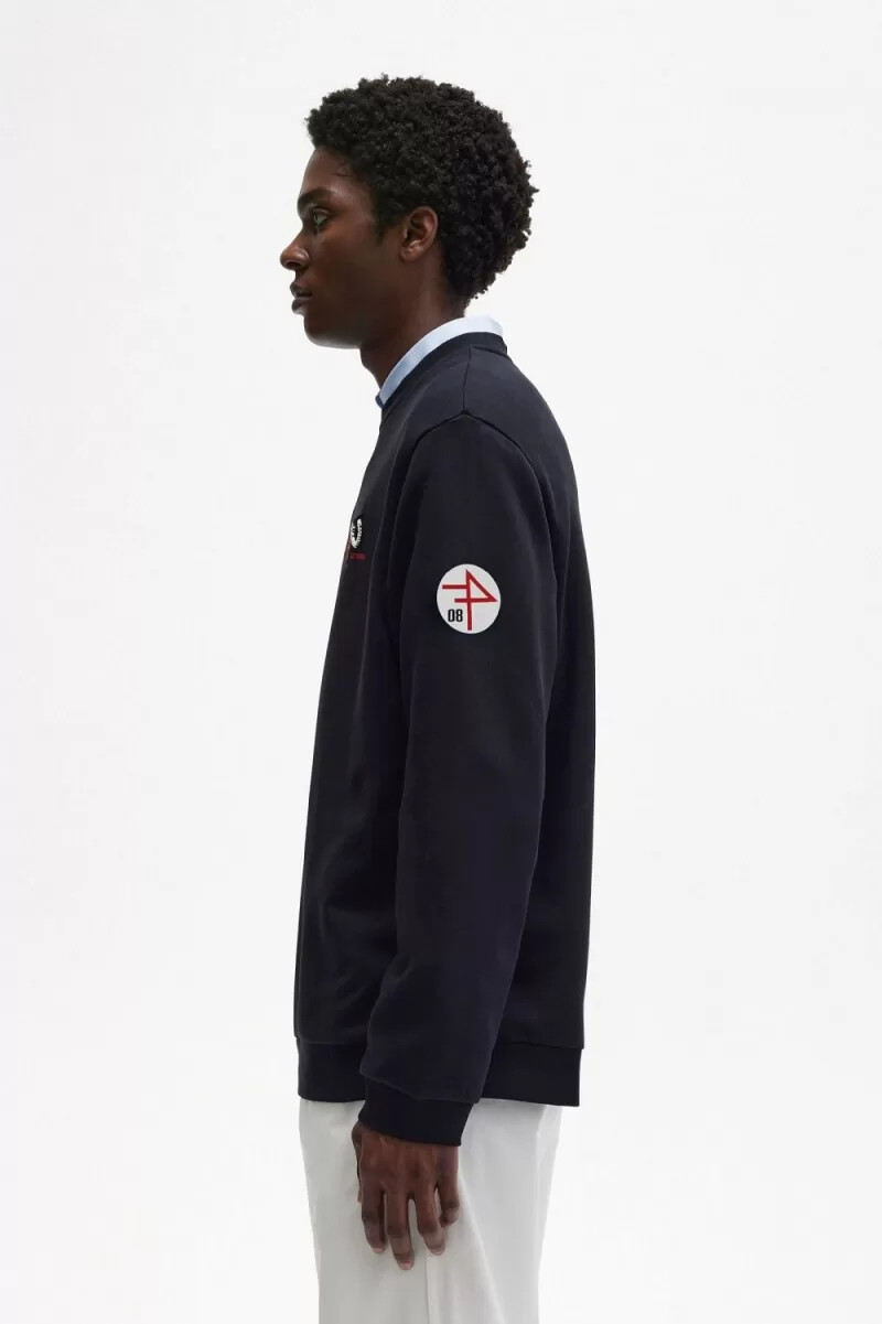 fred perry printed mens sweatshirts black