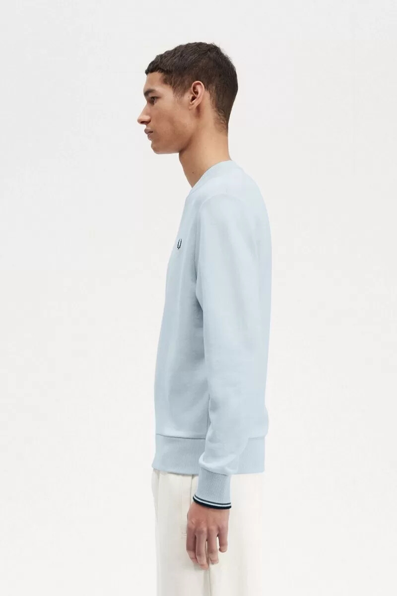 fred perry crew neck mens sweatshirts light aqua