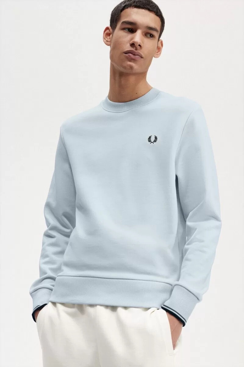 fred perry crew neck mens sweatshirts light aqua